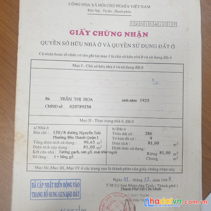 Hxh 150/8 nguyễn trãi, p.bến thành quận 1 , 4,2x21m, nhà c4 giá rẻ tiện xây