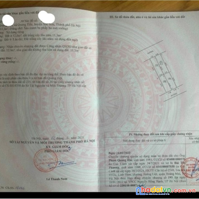 Đất chính chủ, trục chính, quảng hội, quang tiến, sóc sơn