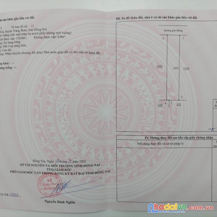 Bán 130 m2 đất ở, thổ cư 100% cực đẹp ngay khu công nghiệp bàu xéo, tây hòa, trảng bom, đồng nai