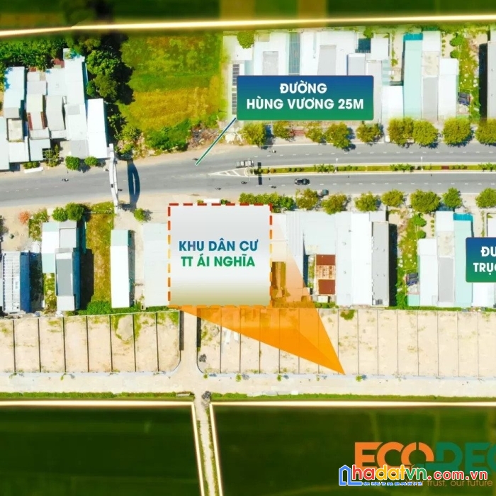 Sở hữu đất nền vùng đông tt ái nghĩa với trục đường hùng vương 25m