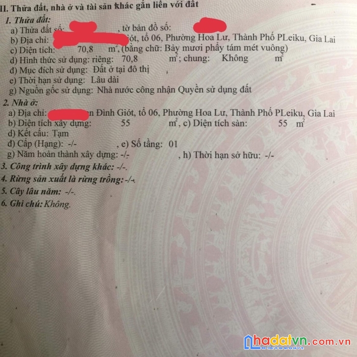 Cần tiền bán đất đường phan đình giót trung tâm pleiku lh: 0343 345 799