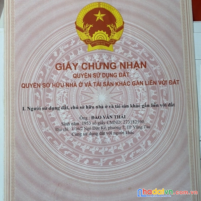 Chính chủ cần bán lô đất hẻm vị trí đẹp tại phường 12 vũng tàu