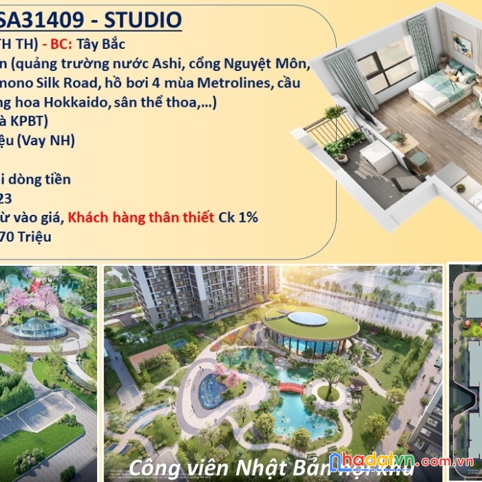 Sở hữu căn studio vinhomes smart city chỉ với  228 triệu ký hđmb