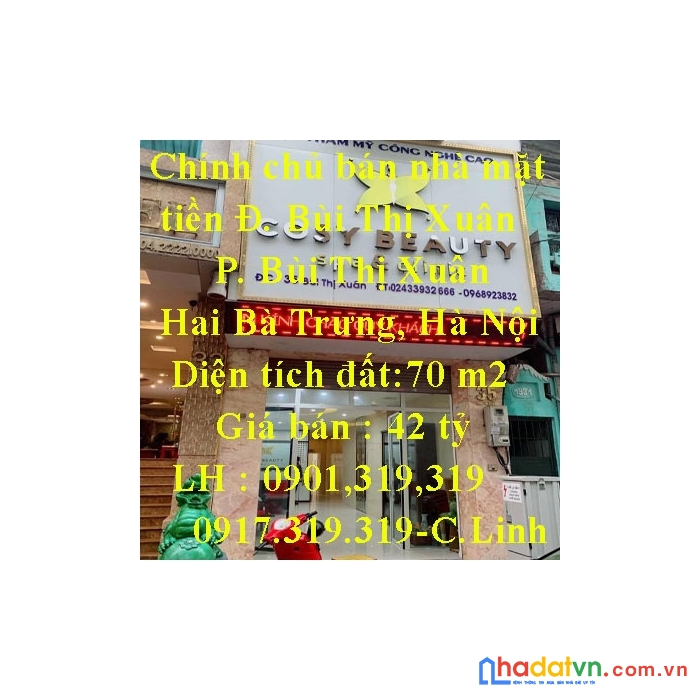 Chính chủ bán nhà mặt tiền đường bùi thị xuân, phường bùi thị xuân, quận hai bà trưng, hà nội