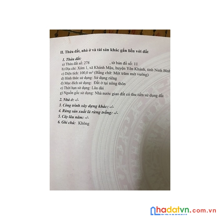 Cần bán nhanh lô đất đẹp tại xã khánh mậu, huyện yên khánh, tỉnh ninh bình.