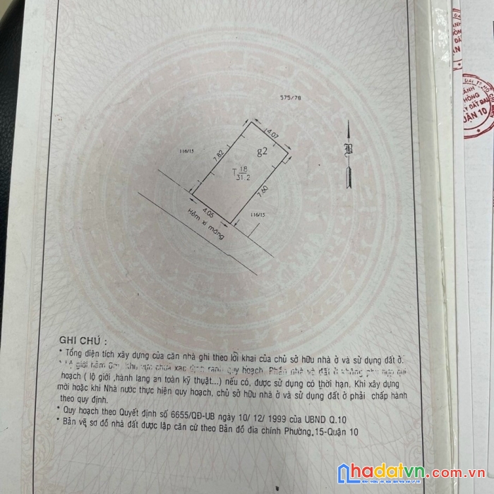 Bán nhà hẻm 116 tô hiến thành, p15, q10.