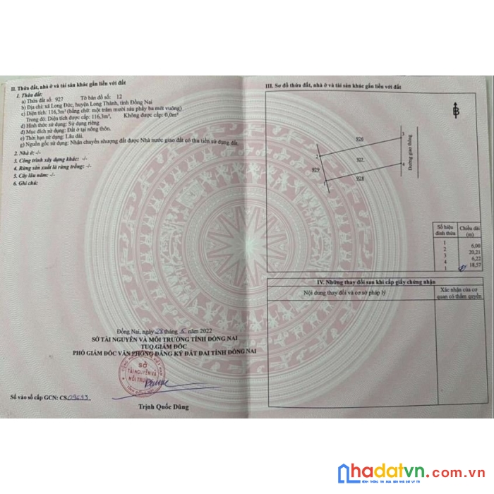 Chủ kẹt tiền cần bán gấp lô 6x19 long thành giá ngộp, sát hồ sinh thái lộc an rộng 100ha.