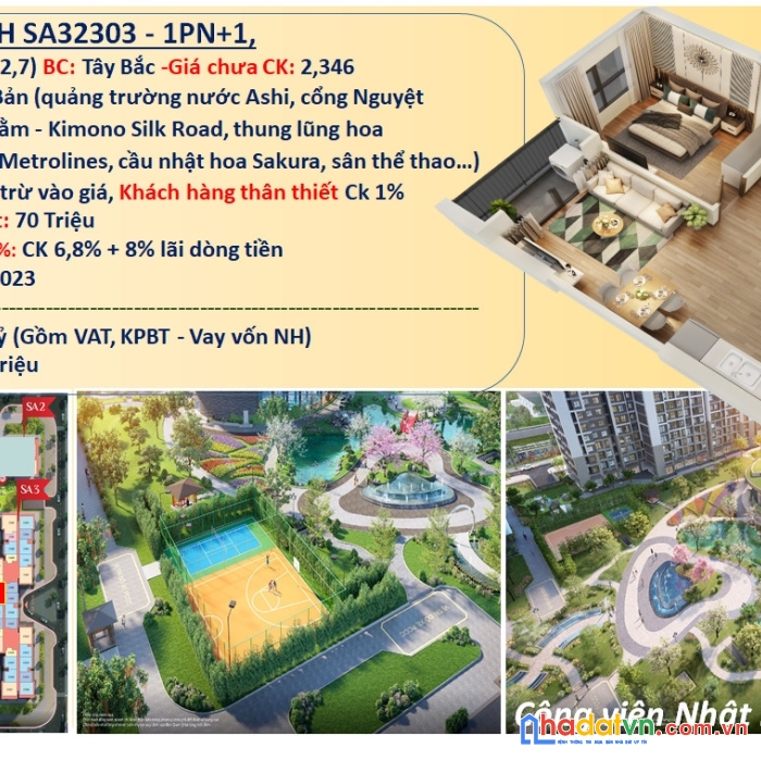 323 triệu ký ngay hđmb căn 1pn+1 vinhomes smart city