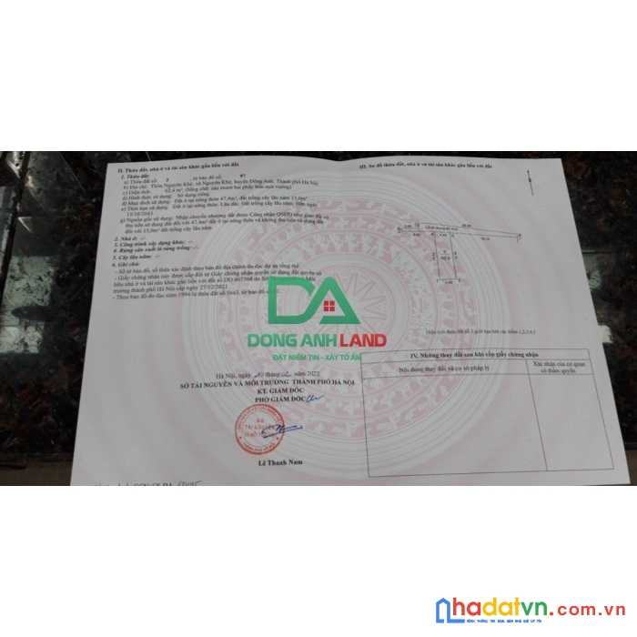 Bán đất nguyên khê đông anh – 62.4m giá rẻ – ô tô đỗ cửa