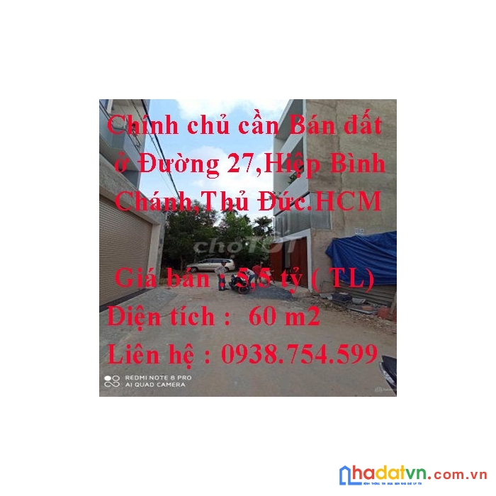 Chính chủ cần bán đất ở đường 27,hiệp bình chánh,thủ đức