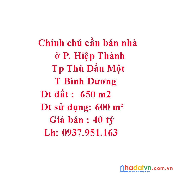 Chính chủ cần bán nhà ở phường hiệp thành, thành phố thủ dầu một,t bình dương