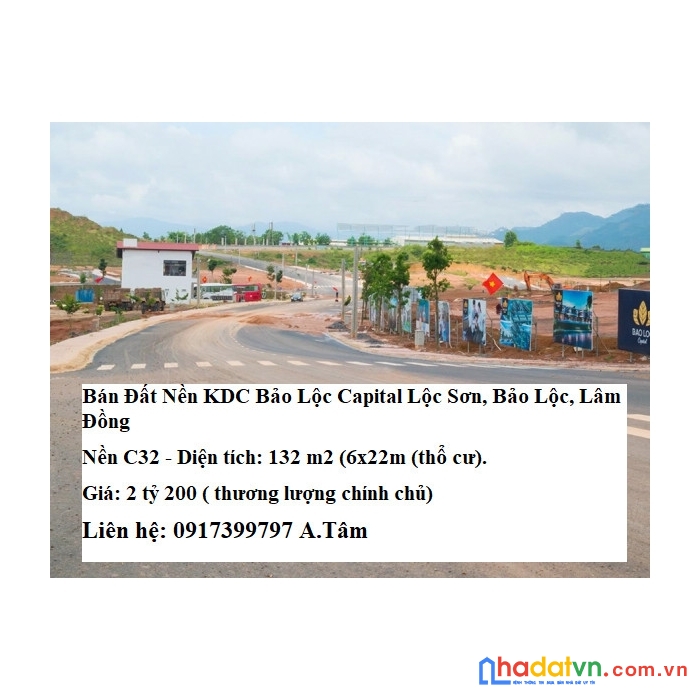 Chính chủ cần bán đất nền kdc bảo lộc capital lộc sơn, bảo lộc, lâm đồng