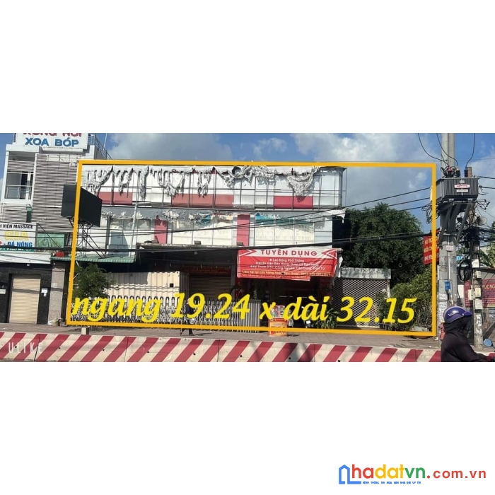 Nhà góc 3 mặt tiền, 1627 huỳnh tấn phát – p.phú mỹ, quận 7, 19x32m, trệt, lửng