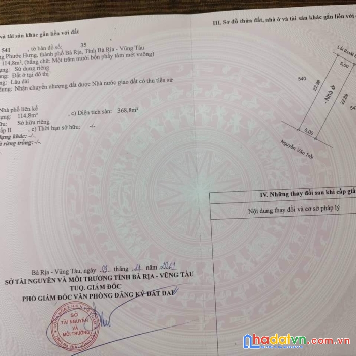 Chính chủ bán nhà mặt tiền đường nguyễn văn trỗi - tp bà rịa