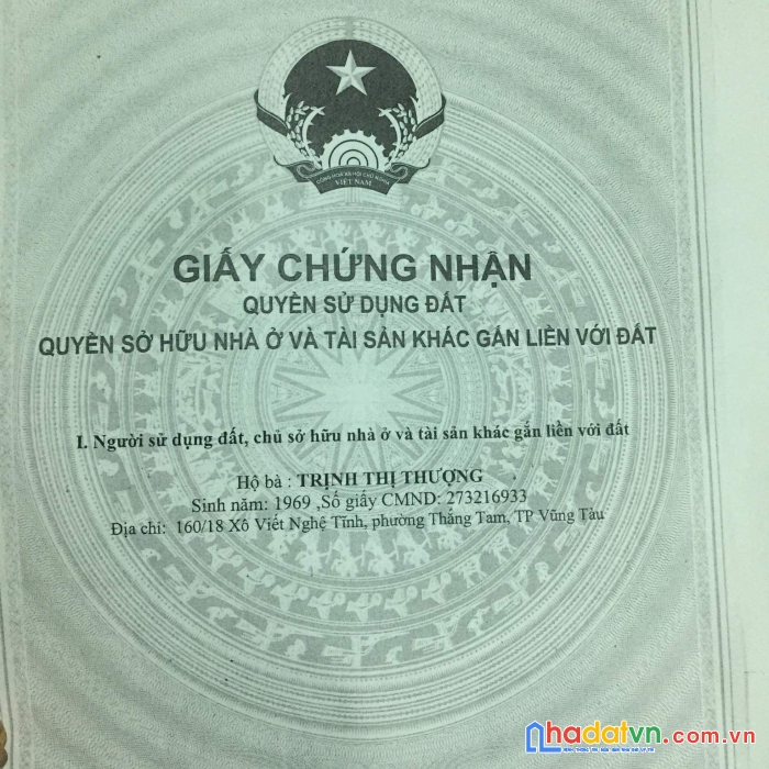 Chính chủ bán nhà mặt tiền vị trí đẹp tại phường thắng tam - tp vũng tàu