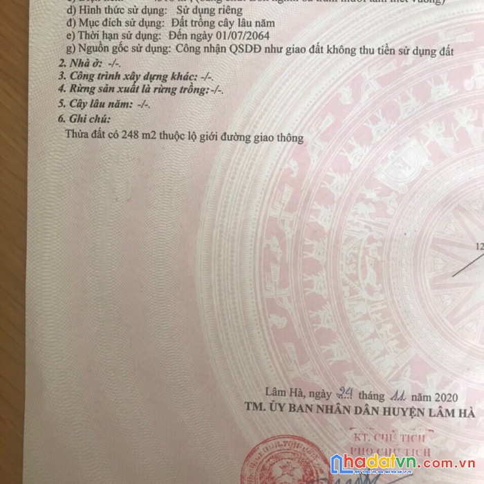 Chính chủ bán lô đất đẹp vị trí đắc địa tại xã đạ đờn, huyện lâm hà, lâm đồng.