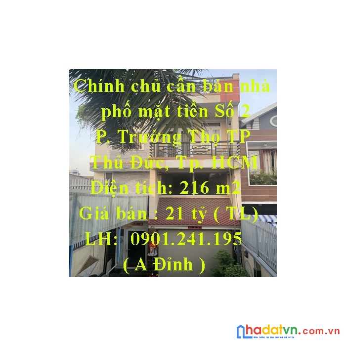 Chính chủ cần bán nhà phố mặt tiền đường số 2, phường trường thọ (quận thủ đức cũ), thành phố thủ