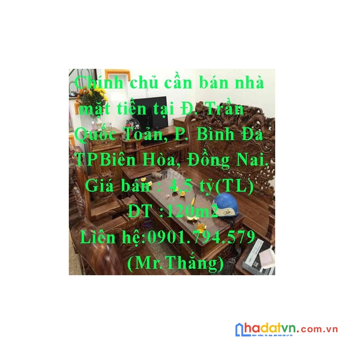 Chính chủ cần bán nhà mặt tiền tại đường trần quốc toản, phường bình đa, thành phố biên hòa, đồng