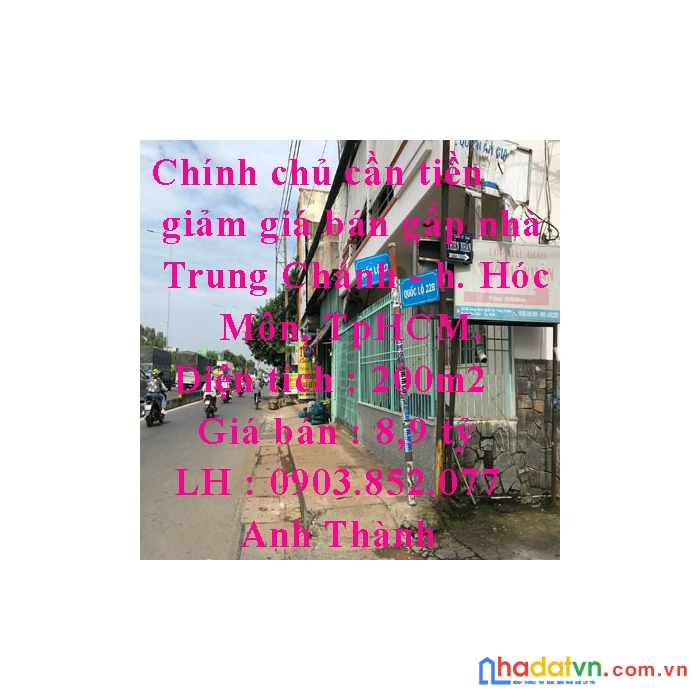 Chính chủ cần tiền giảm giá bán gấp nhà trung chánh - huyện hóc môn, tphcm