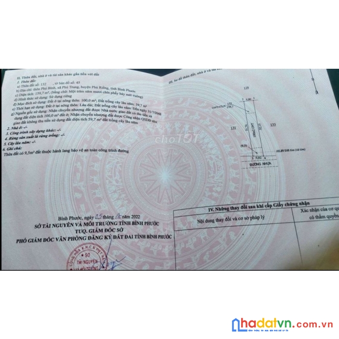 Bán lô đất chính chủ tại quốc 14, xã phú trung, huyện phú riềng, bình phước