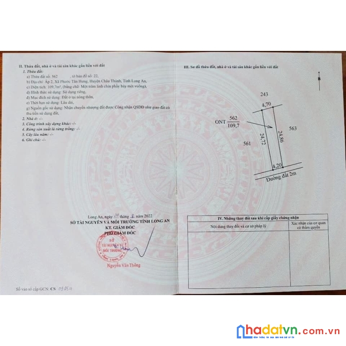 109m2 đất thổ phước tân hưng châu thành long an chỉ 380tr