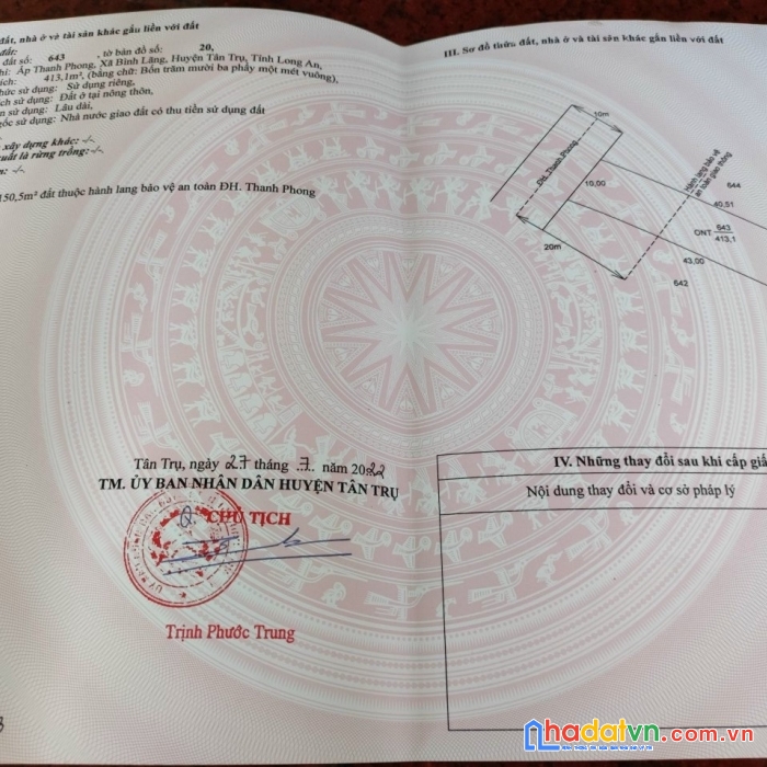 Bán đất 2 lô liền kề full thổ cư xã bình lãng, huyện tân trụ, tỉnh long an