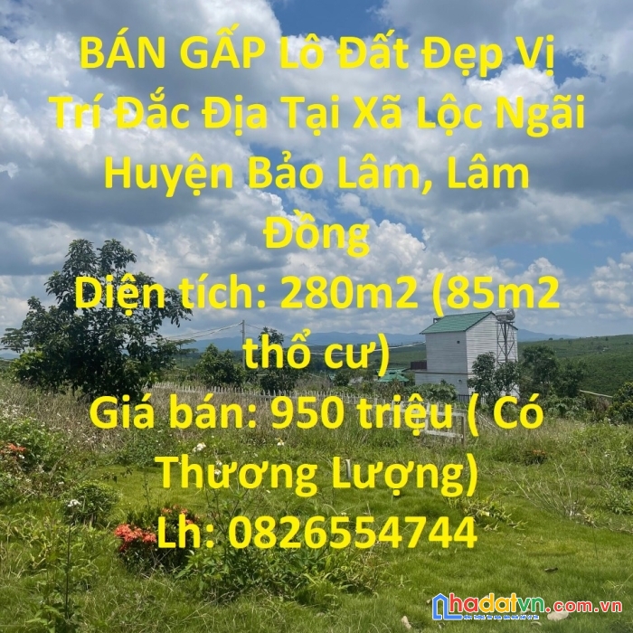 Bán gấp lô đất đẹp vị trí đắc địa tại xã lộc ngãi huyện bảo lâm, lâm đồng