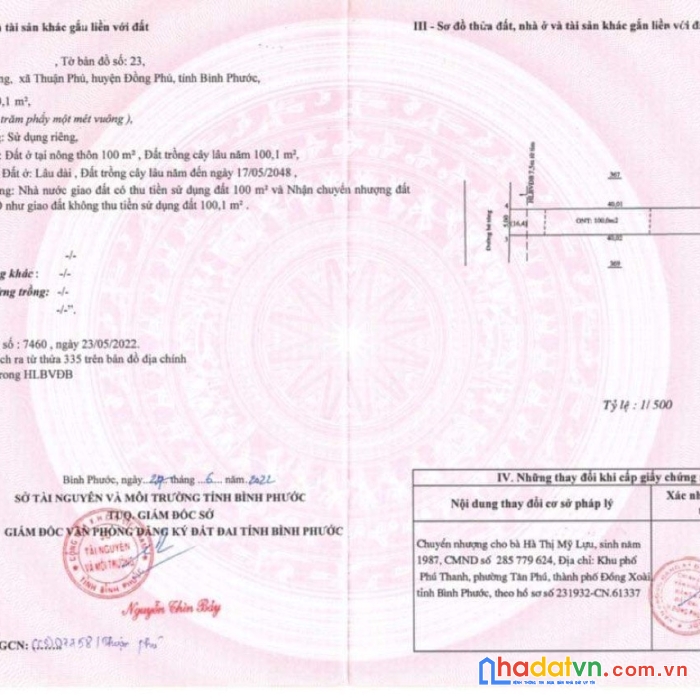 Đất ngay kdl sinh thái thuận phú đồng phú, đường liên xã nhựa giá 480tr