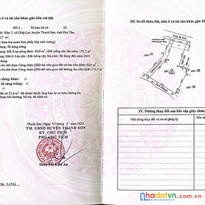 Bán đất chính chủ mặt đường nhựa tỉnh lộ 316, xã giáp lai, thanh sơn, phú thọ