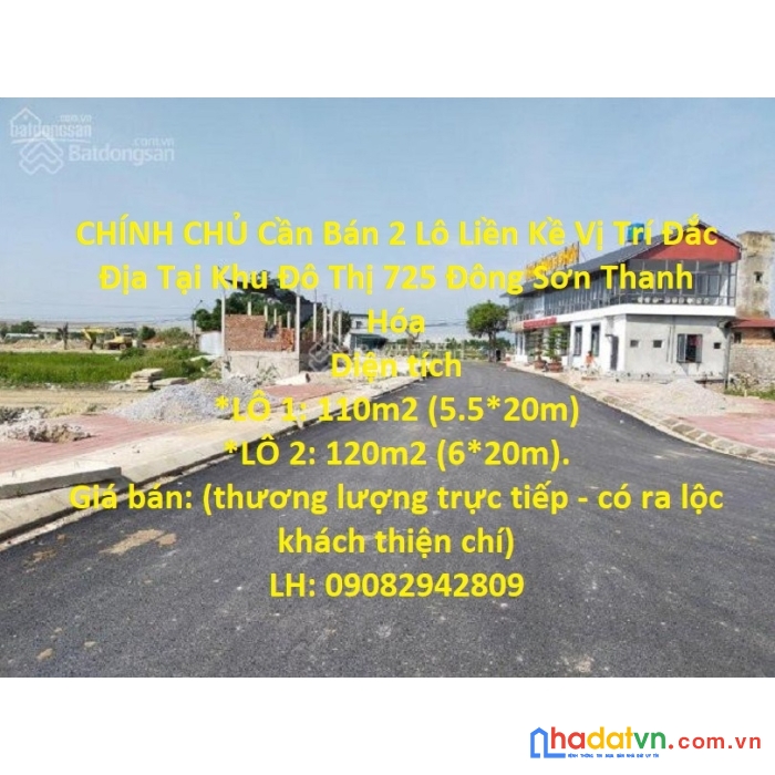 Chính chủ cần bán 2 lô liền kề vị trí đắc địa tại khu đô thị 725 đông sơn thanh hóa
