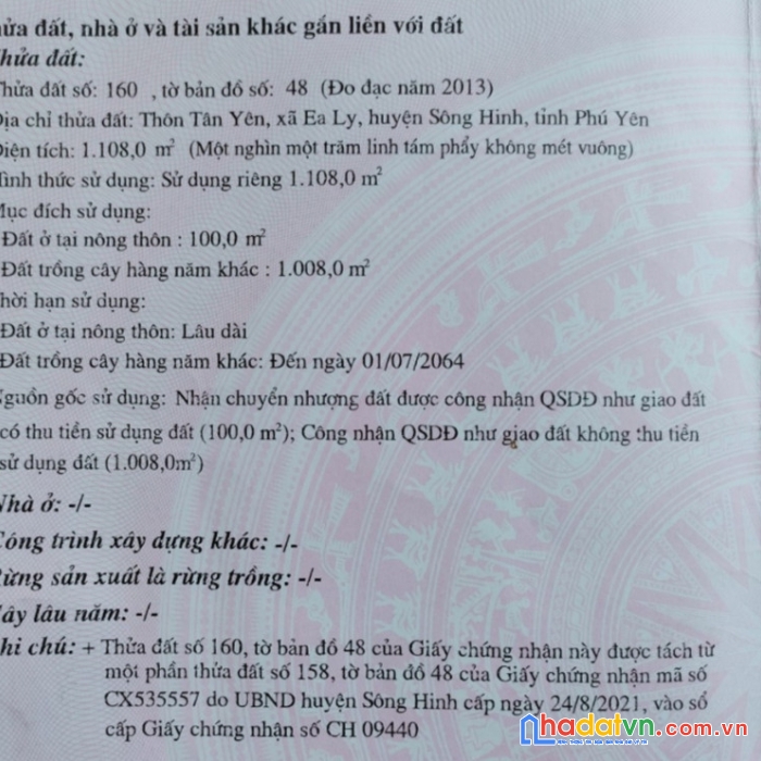 Cần sang nhanh 2 lô đất đẹp tại xã ea ly, sông hinh, phú yên