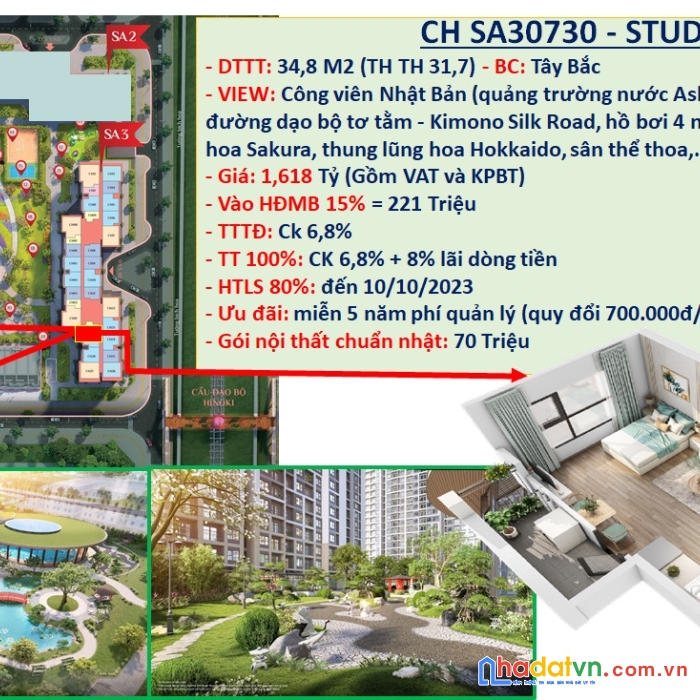 Cần bán căn studio the sakura – phân khu đẹp nhất vinhomes smart city