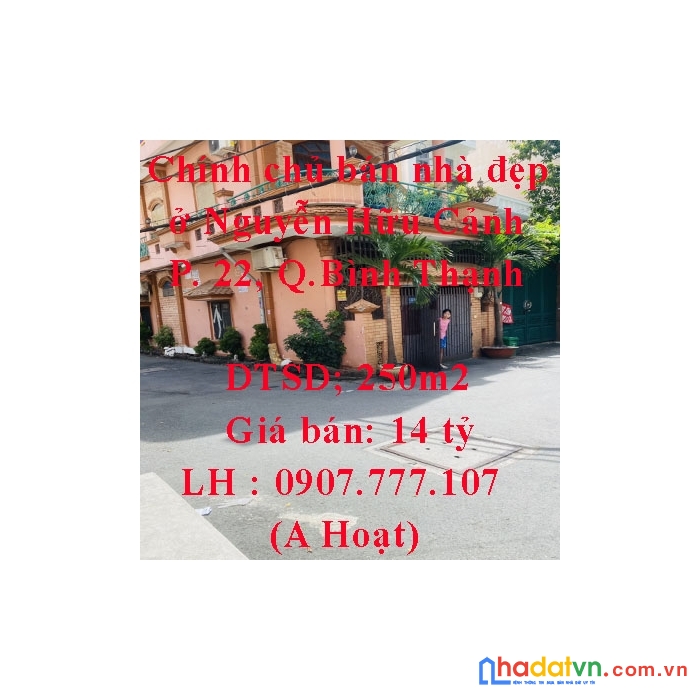 Chính chủ bán nhà đẹp ở nguyễn hữu cảnh,phường 22, q.bình thạnh