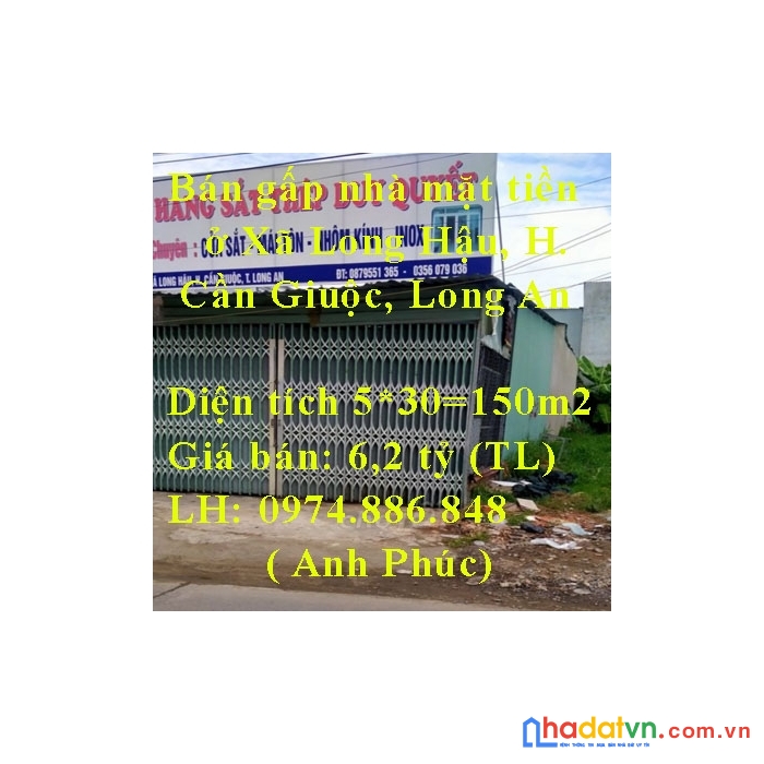 Bán gấp nhà mặt tiền ở xã long hậu, huyện cần giuộc, long an