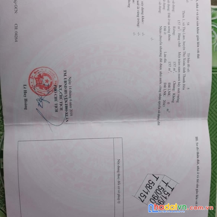 Chính chủ cần bán gấp lô đất mặt tiền 9m đẹp tại thọ xuân thanh hoá