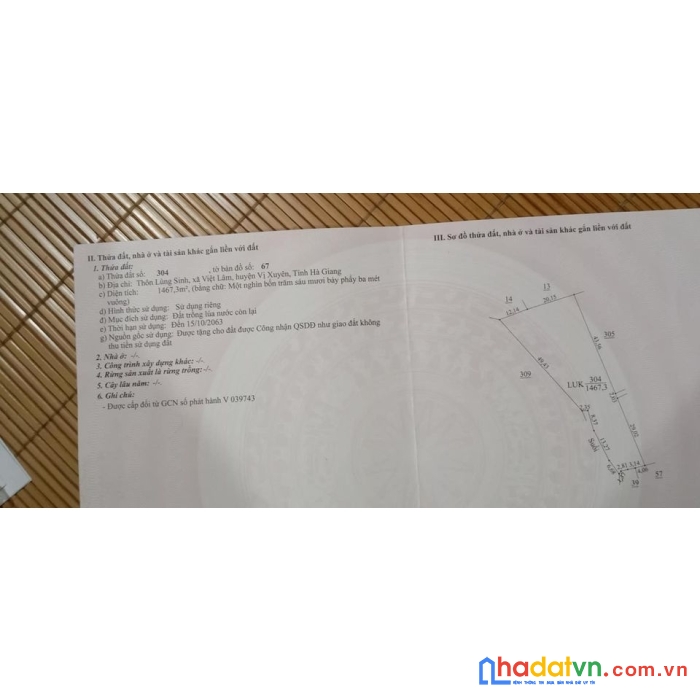 Chính chủ cần bán lô đất tại thôn lùng sinh – xã việt lâm – huyện vị xuyên – tỉnh hà giang.