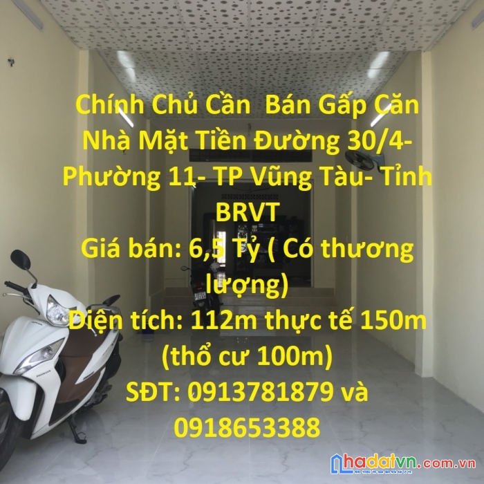 Chính chủ cần  bán gấp căn nhà mặt tiền  tp vũng tàu. đất quân đội cấp