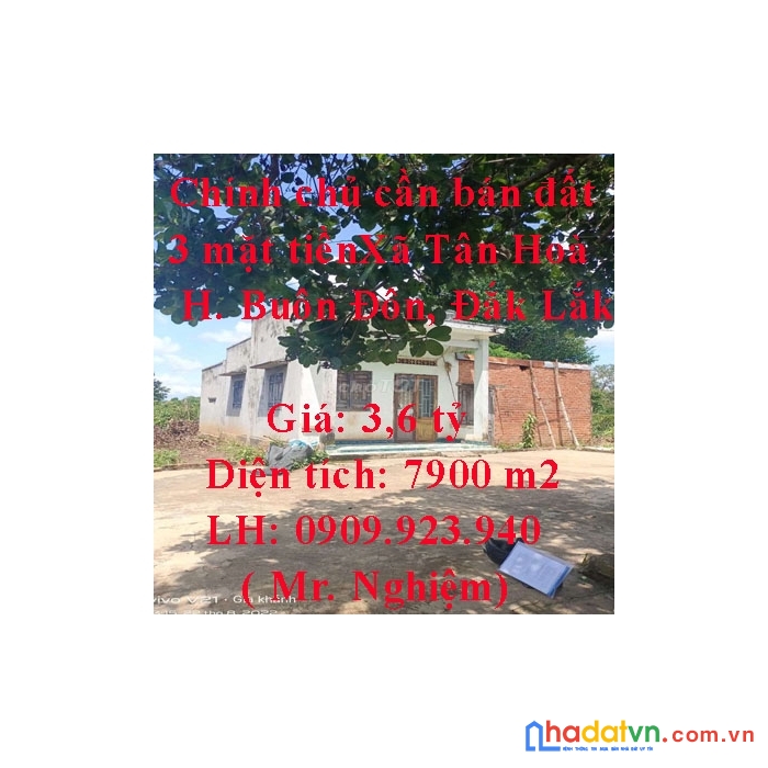 Chính chủ cần bán đất 3 mặt tiền đã có 400m thổ cư, xã tân hoà, huyện buôn đôn, đắk lắk