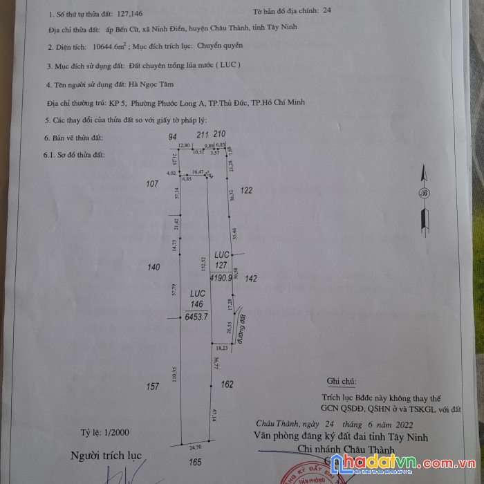 Chính chủ cần bán đất mặt tiền đường đất ,dài 40m