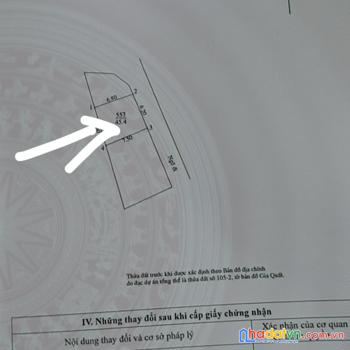 Đất đẹp hiếm gia quất 46 m2- mt 6.2m- giá 3.65 tỷ long biên 