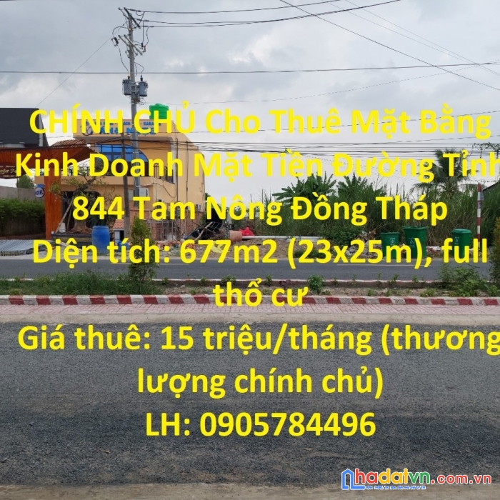 Chính chủ cho thuê mặt bằng kinh doanh mặt tiền đường tỉnh 844 tam nông đồng tháp