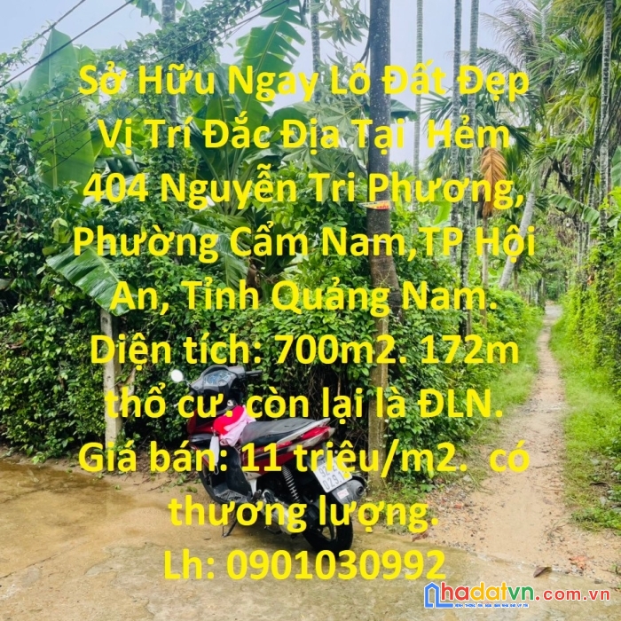 Sở hữu ngay lô đất đẹp vị trí đắc địa tại  cẩm nam tp hội an.