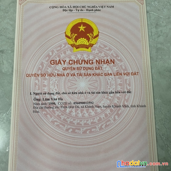 Chính chủ cần bán gấp lô đất vị trí đắc địa tại khánh vĩnh-khánh hòa