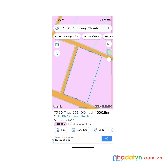 Chính chủ cần bán lô đất đẹp 3 mặt tiền ở an phước , long thành