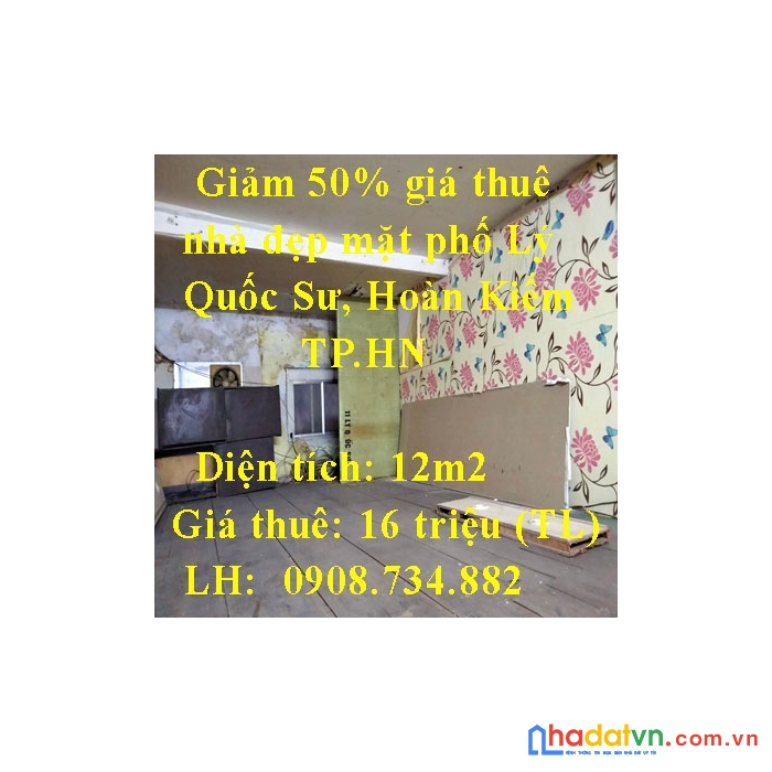 Giảm 50% giá thuê nhà đẹp mặt phố lý quốc sư, hoàn kiếm chỉ còn 16tr