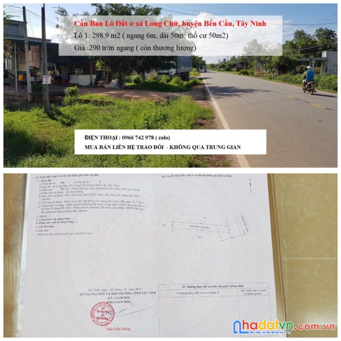 Cần bán 2 lô đất xã long chũ, huyện bến cầu, tỉnh tây ninh