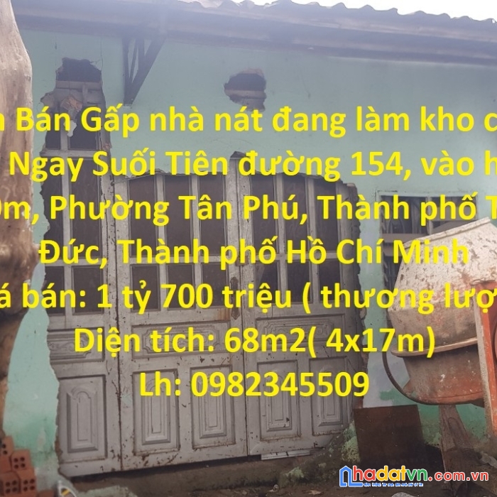 Cần bán gấp nhà nát đang làm kho chứa đồ ngay suối tiên tp thủ đức, tphcm
