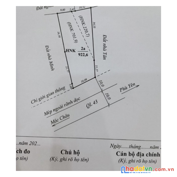 Bán đất mộc châu - mảnh đất có diện tích khoảng 922m2, trong đó có 200m2 đất ở