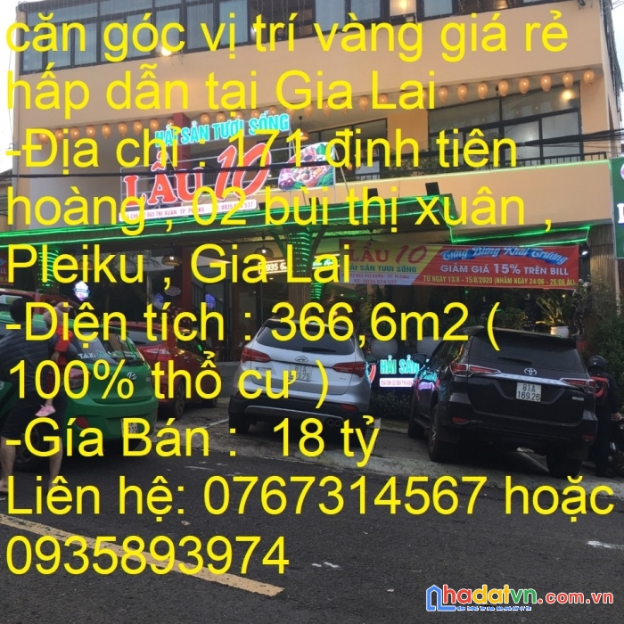 Chính chủ cần bán đất căn góc vị trí vàng giá rẻ hấp dẫn tại gia lai