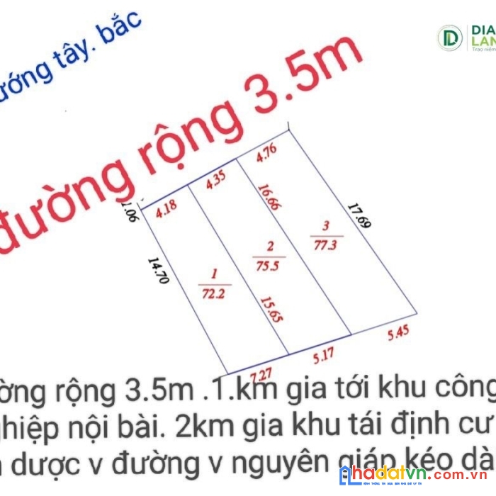 Cc bán72,2m , giá 790tr. tại đông lai - quang tiến - ss. đường rộng , ngõ thông
